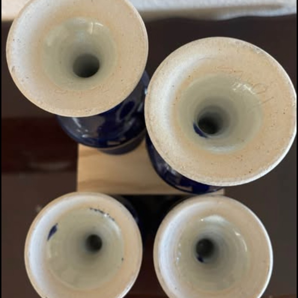 Mid-Century Blue Glazed Goblets Set of 4 Cobalt Blue Glassware pre-owned - Picture 4 of 4